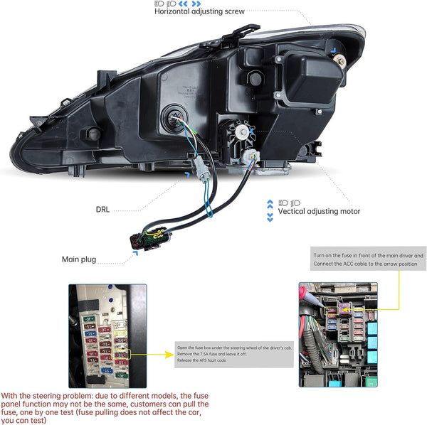 Headlight Assembly Fit for Lexus IS250 IS250C IS350 IS350C IS220d 2006-2012, ISF 2008-2014, Plug-and-play, Amber