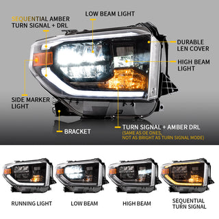 LED Headlights For Toyota Tundra 2014-2021 with Sequential Turn Signals