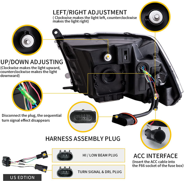 Headlights Compatible For 2009-2018 Dodge RAM